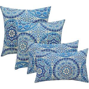 RSH Decor Indoor Outdoor Set Of 4 Weather Resistant Decorative Toss Throw Pillow